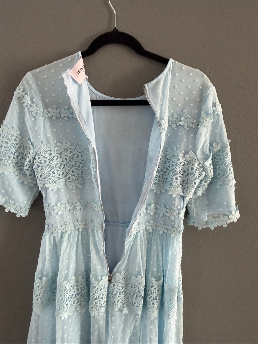 JessaKae Light Blue Lace Tiered Midi Dress - Picture 8 of 8